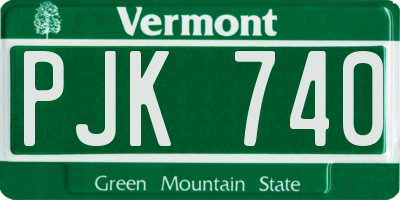 VT license plate PJK740