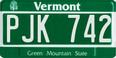 VT license plate PJK742
