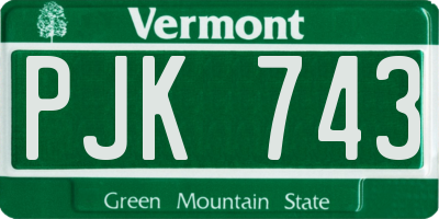VT license plate PJK743