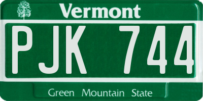 VT license plate PJK744
