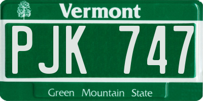 VT license plate PJK747