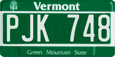VT license plate PJK748