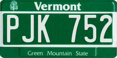 VT license plate PJK752