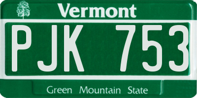 VT license plate PJK753