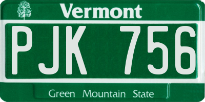 VT license plate PJK756