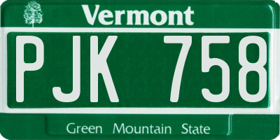 VT license plate PJK758