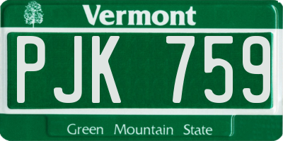VT license plate PJK759