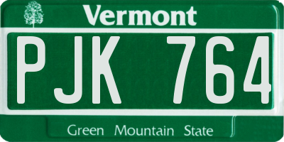 VT license plate PJK764