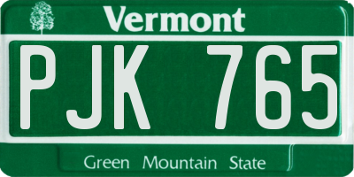 VT license plate PJK765