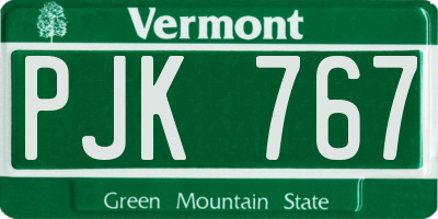 VT license plate PJK767
