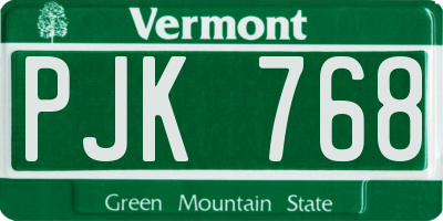 VT license plate PJK768