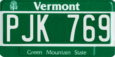 VT license plate PJK769
