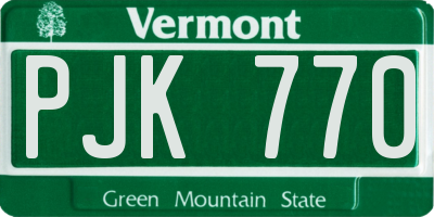 VT license plate PJK770