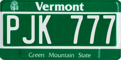VT license plate PJK777