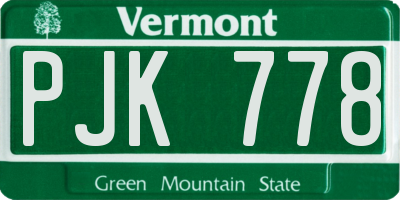 VT license plate PJK778