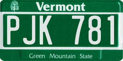 VT license plate PJK781