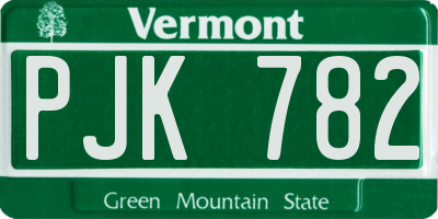 VT license plate PJK782