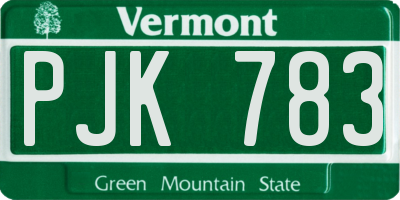 VT license plate PJK783