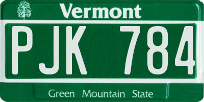 VT license plate PJK784