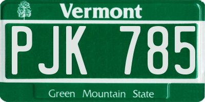 VT license plate PJK785