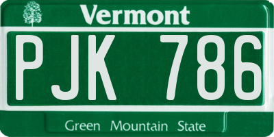 VT license plate PJK786