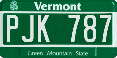 VT license plate PJK787