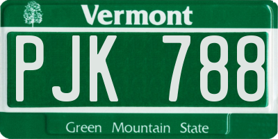 VT license plate PJK788