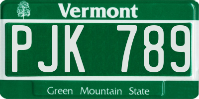 VT license plate PJK789