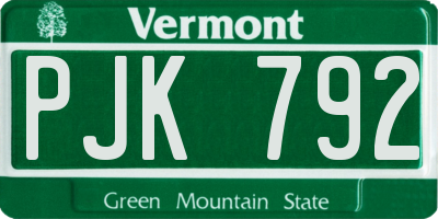 VT license plate PJK792
