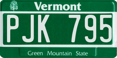 VT license plate PJK795