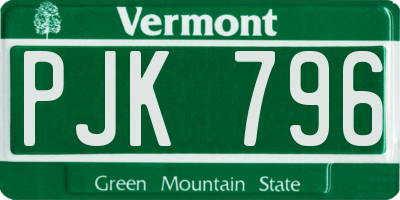 VT license plate PJK796