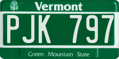 VT license plate PJK797