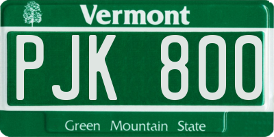 VT license plate PJK800