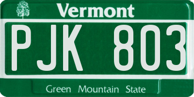 VT license plate PJK803