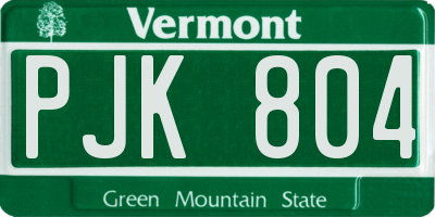 VT license plate PJK804