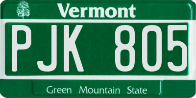 VT license plate PJK805