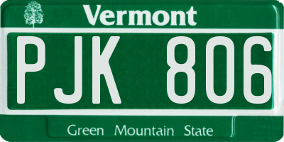 VT license plate PJK806
