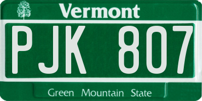 VT license plate PJK807