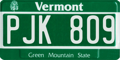 VT license plate PJK809