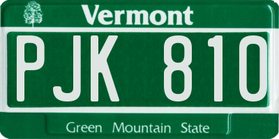 VT license plate PJK810