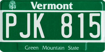 VT license plate PJK815