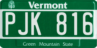 VT license plate PJK816
