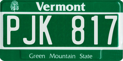 VT license plate PJK817