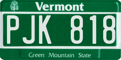 VT license plate PJK818