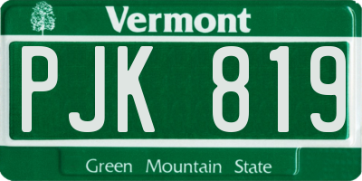 VT license plate PJK819