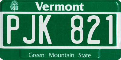 VT license plate PJK821