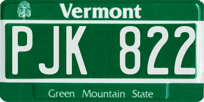 VT license plate PJK822