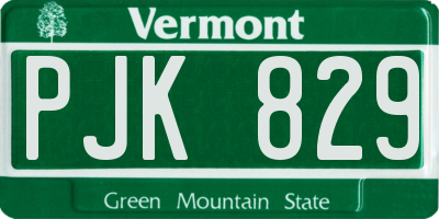 VT license plate PJK829