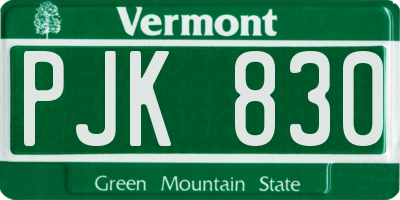 VT license plate PJK830