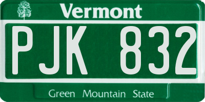 VT license plate PJK832